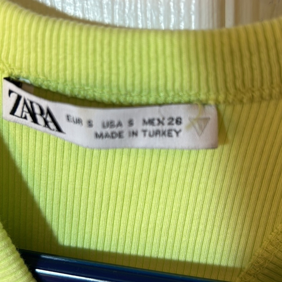 Zara Ribbed Crop Tank Top Yellow Small - Picture 5 of 6